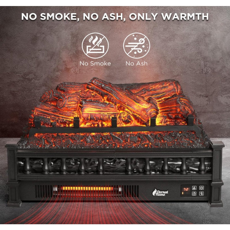 Infrared Electric Fireplace Logs, 23" Infrared Quartz, Remote Control Fireplace