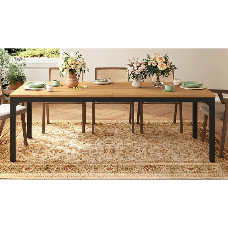Tribesigns Rectangle Dining Table 78" x 28" Kitchen Table 6-8 People Tan/Black