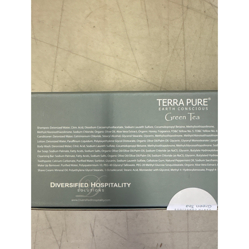 15-PACK Terra Pure Green Tea Amenity & Accessory Kit, Travel Size Bath/Body Kit