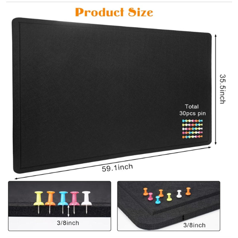 Large Bulletin Board 60"X36" Decorative Felt Pin Board, Foldable w Push Pins