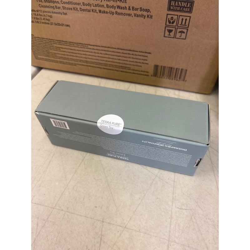 15-PACK Terra Pure Green Tea Amenity & Accessory Kit, Travel Size Bath/Body Kit