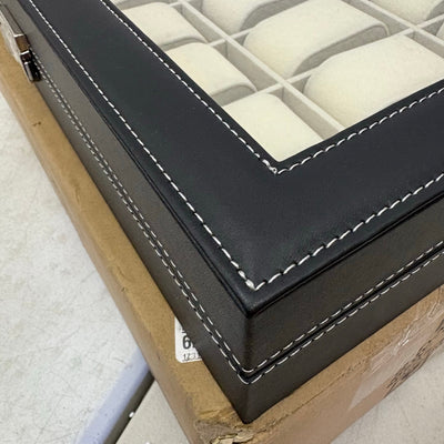 FCH 24-Compartment Watch Collection Box Top-level Opening Style Leather - Black