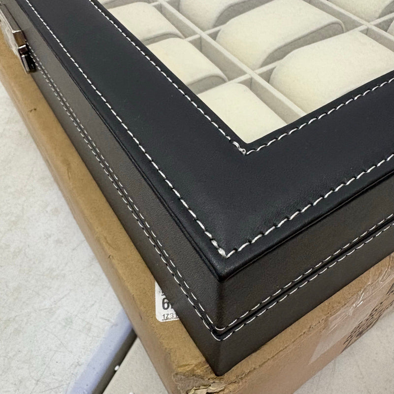 FCH 24-Compartment Watch Collection Box Top-level Opening Style Leather - Black