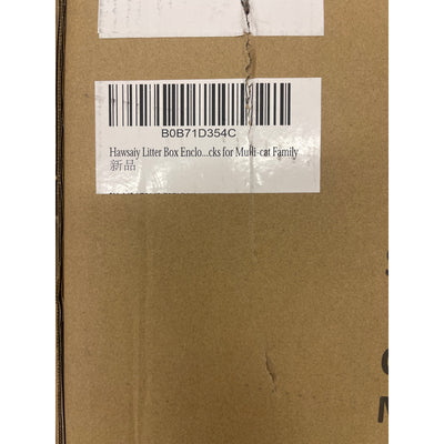 Set-of-2 Hawsaiy Hidden Cat Litter Box Enclosure, Faux Plant& Real Stones, White