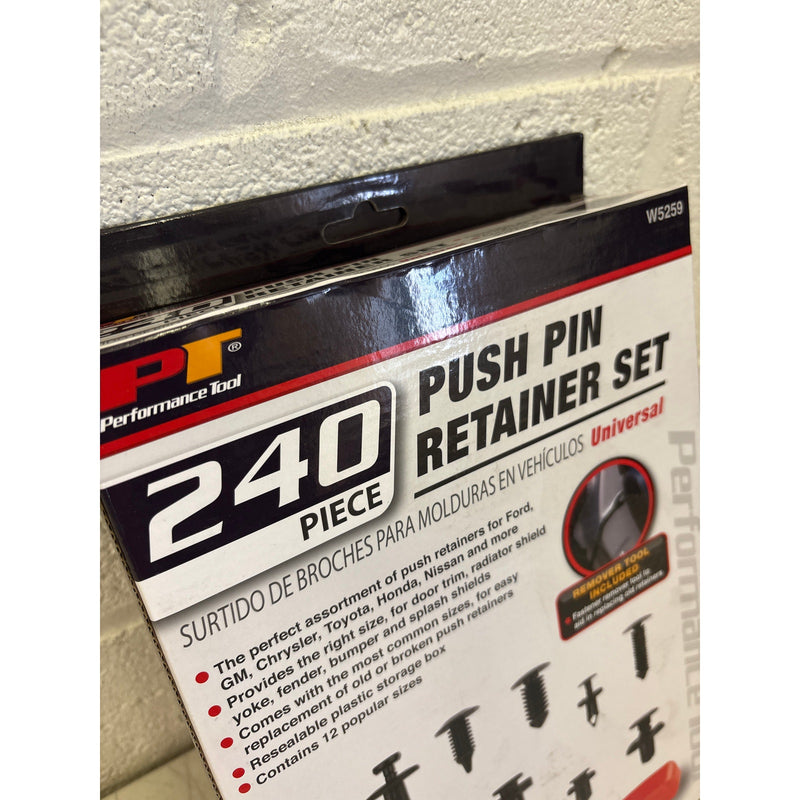 Performance Tool 240 Piece Push Pin Retainer Set Assortment, Remover Tool W5259