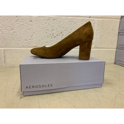 Aerosoles Shoes Betsy Comfortable Women's Almond Toe Pump Brown Suede Size 8