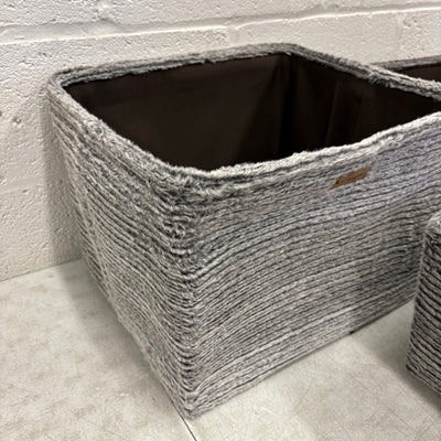 Koolaburra by Ugg 3 Piece Storage Set Soft Fuzzy Baskets Home Organization, Gray