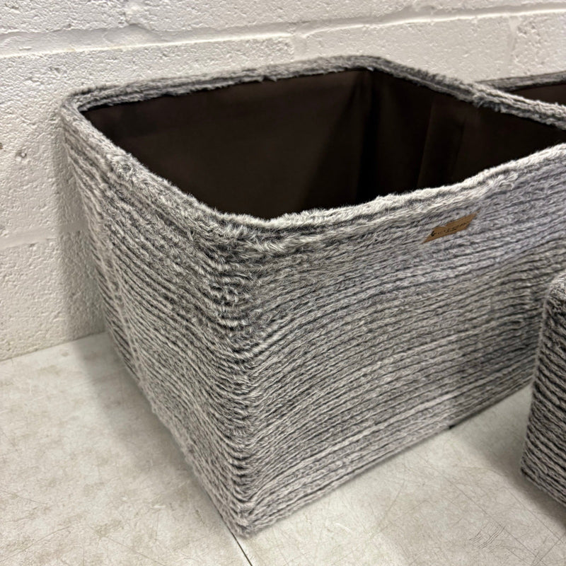 Koolaburra by Ugg 3 Piece Storage Set Soft Fuzzy Baskets Home Organization, Gray