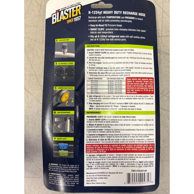 Blaster Recharge Hose with Smart Clips, In-line Pressure Gauge R1234yf