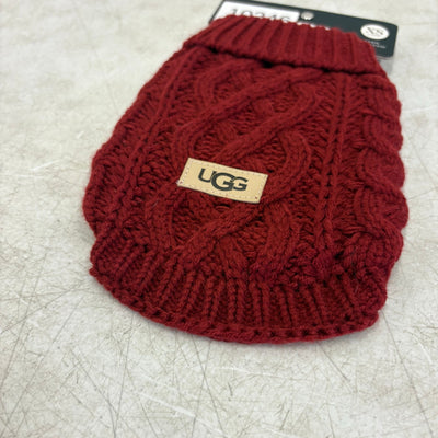 UGG Pet-Classic Cable Knit Dog Sweater Size Xtra Small 6-8" Collar - Red