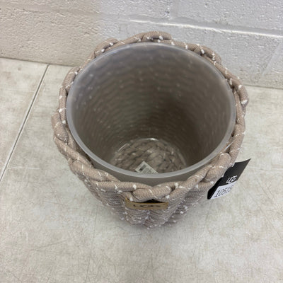 Ugg Melange Waste Bin with Plastic Insert & Woven Rope Design, 9"x10.5" - Tan