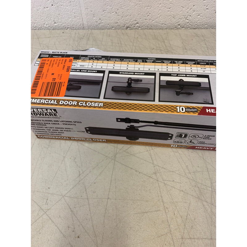 Universal Hardware Matte Black Heavy-Duty Commercial Door Closer