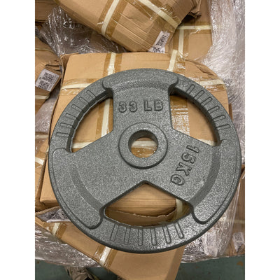SET-OF-2 NEW 33-Pound 15 KG Metal Weight Plates, Standard Size, Gray, MANY AVAILABLE