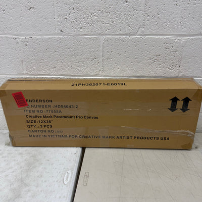 3-Pk 36" x 12" Paramount Professional Canvases, Heavy-Duty Stretched -White