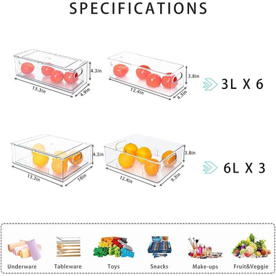 MineSign 9 Pack Stackable Refrigerator Organizer Bins Pull-Out Drawers for Fruit