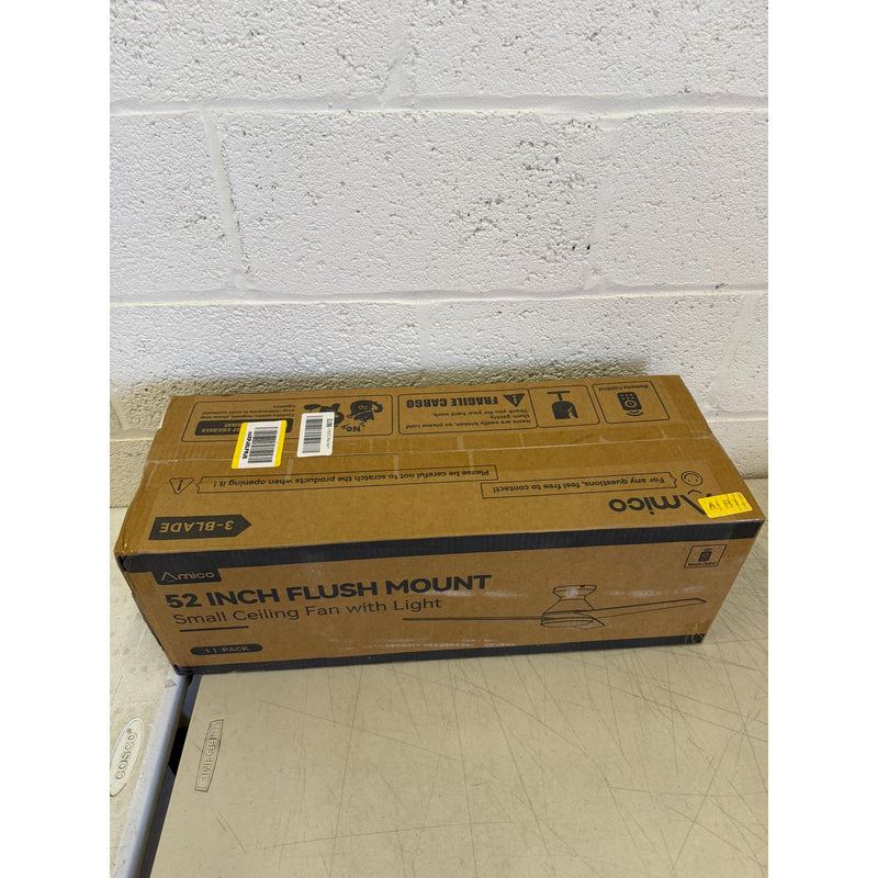 wurzee 52" Flush Mount Low Profile Ceiling Fan, Black, 6 Speeds, Remote Included