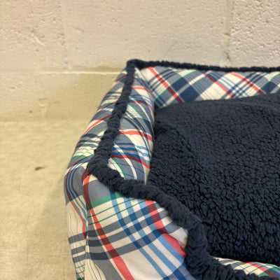 Nautica Rectangle Pet Bed 30"x 24"x 8" Dog Bed Plaid Multicolor Design - Medium