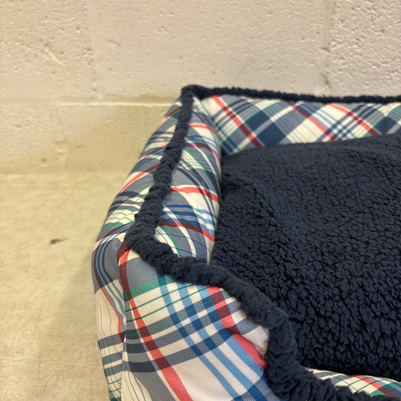 Nautica Rectangle Pet Bed 30"x 24"x 8" Dog Bed Plaid Multicolor Design - Medium