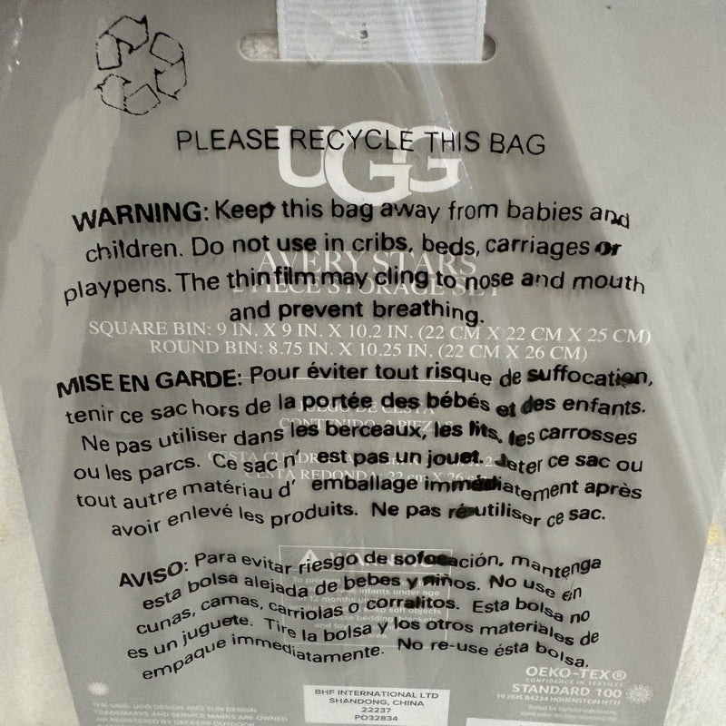 UGG Avery Stars 2-Piece Storage Square Bin & Round Waste Bin, Soft Fuzzy - White