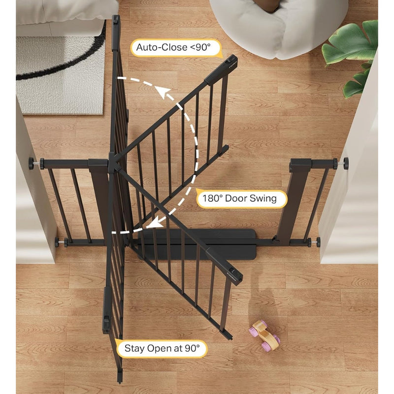 Cumbor 29.7-40.6" Baby Gate, Pressure Mounted, Auto-Close, 30"H,  Black