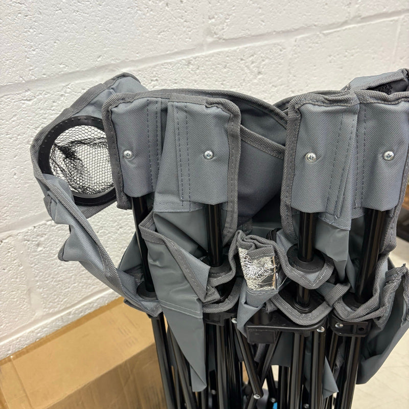 Portable 2-Person Folding Chair with Removable Umbrella, Center Storage - Gray