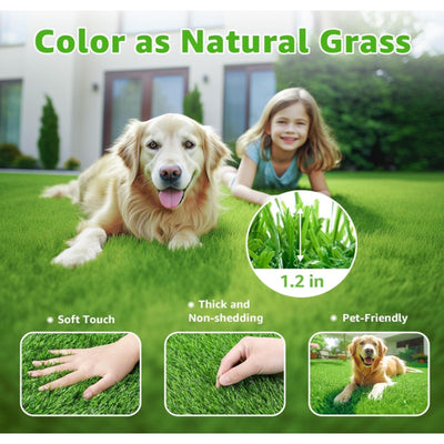 5'x10' Artificial Turf Grass Outdoor Synthetic Fake Grass Rug w Drainage Holes