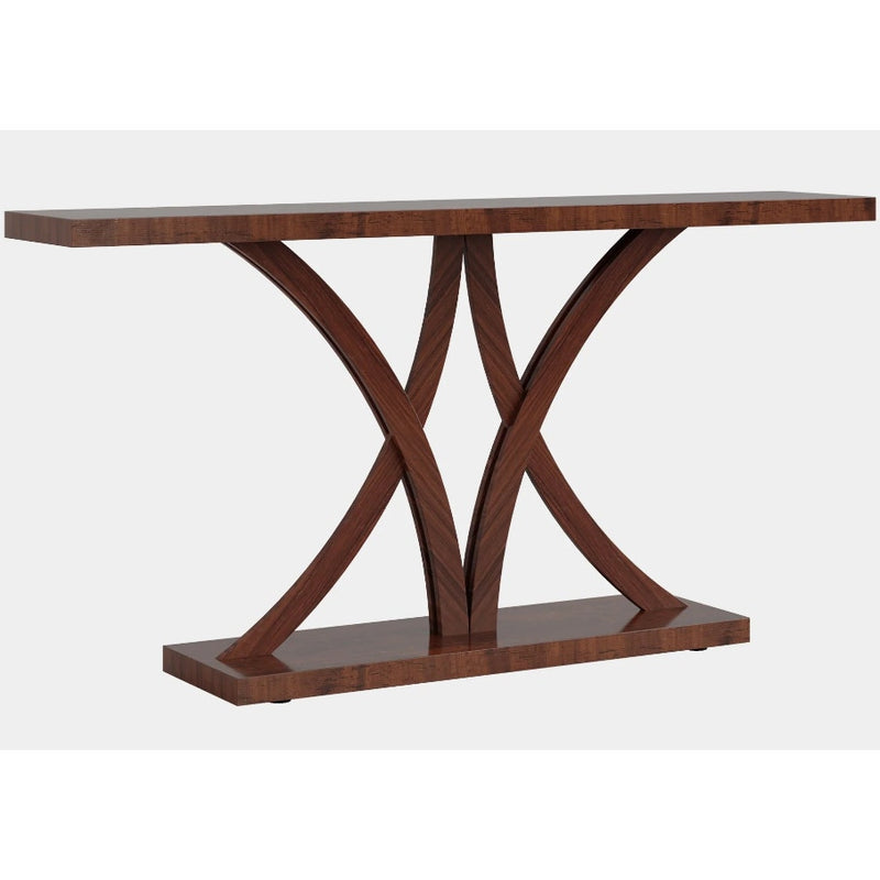 Tribesigns 63" Farmhouse Console Table, Industrial Wood Sofa Table, Brown