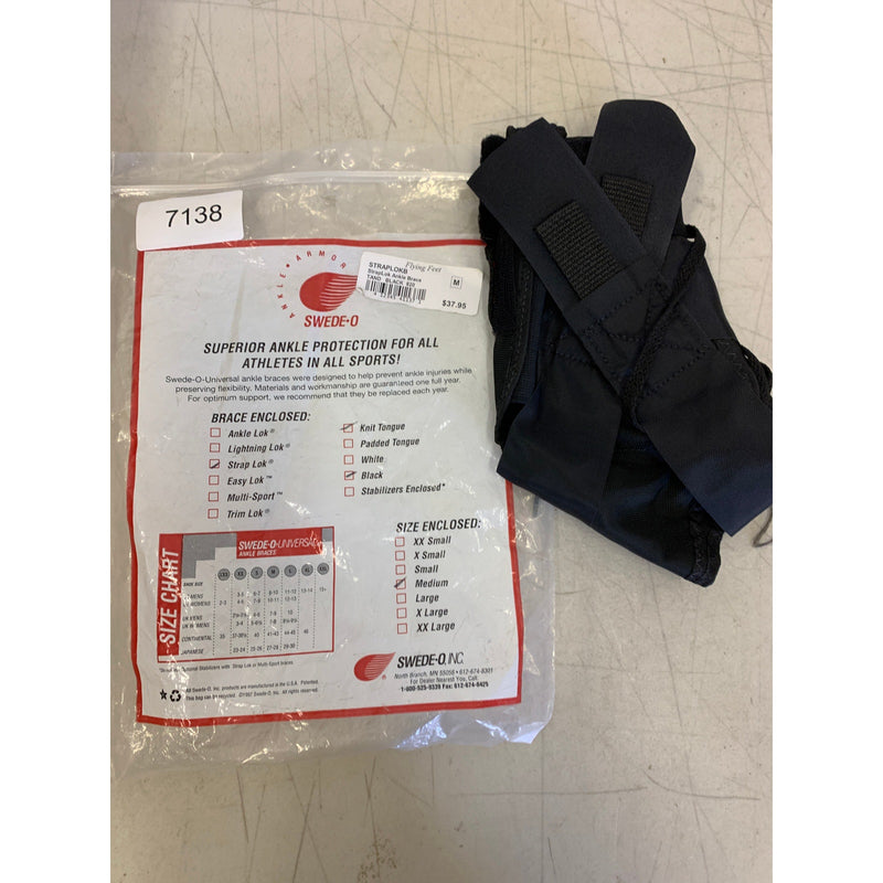 Swede-O Ankle Lok Support with Knit Tongue, Medium Ankle Brace Black, Sprain