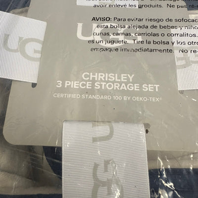 Ugg Chrisley 3 Piece Storage Set, Baskets with Handles, Home Organization - Blue