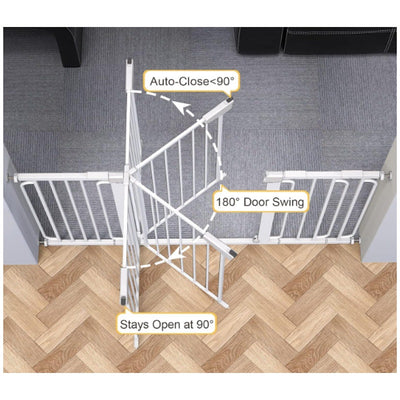 Cumbor 29.7-57" Wide Baby Gate Self Closing Dog Gate Pressure Mounted - White