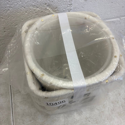 UGG Avery Stars 2-Piece Storage Square Bin & Round Waste Bin, Soft Fuzzy - White