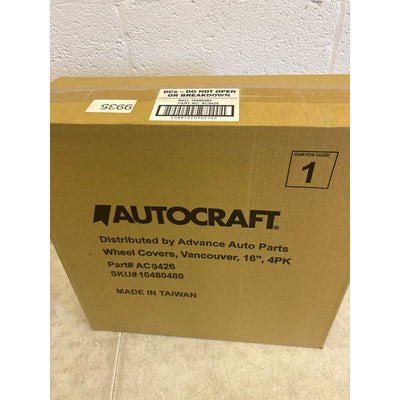 4-Pack AutoCraft 16" Wheel Cover 10-Spoke Charcoal/Ice Black High Impact Plastic