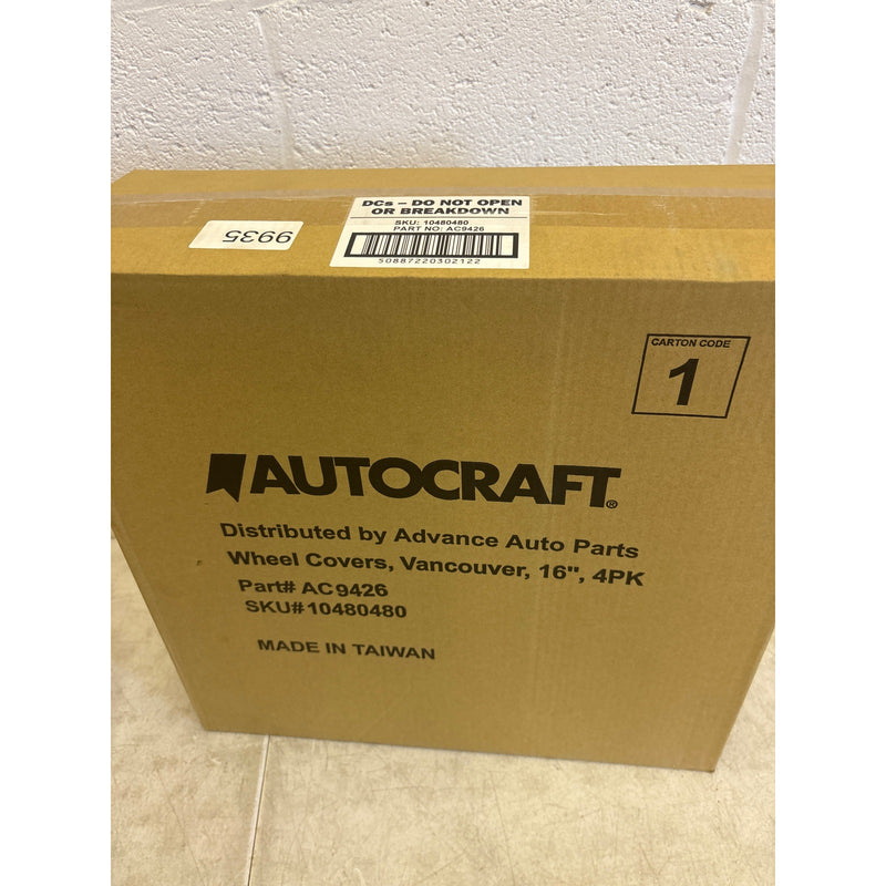 4-Pack AutoCraft 16" Wheel Cover 10-Spoke Charcoal/Ice Black High Impact Plastic