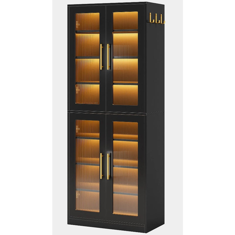 Tribesigns Freestanding Shoe Cabinet with Acrylic Doors and LED Lights - Black