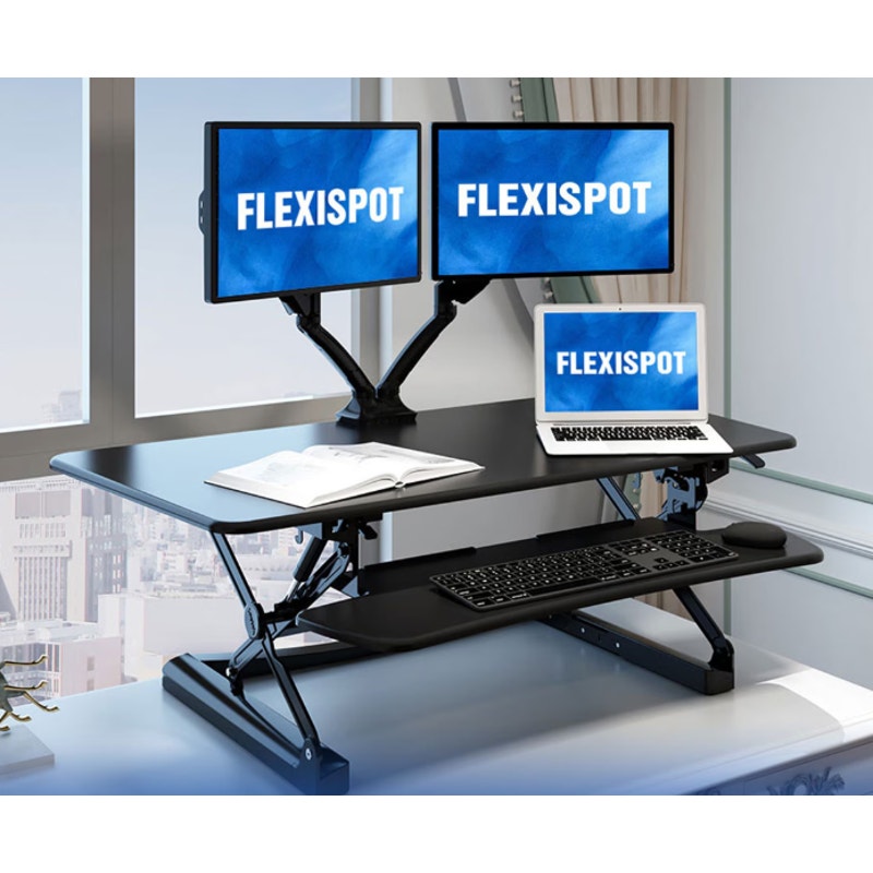 FlexiSpot Standing Desk 47" Computer Riser w Keyboard Tray BLACK M3B SEE DETAILS