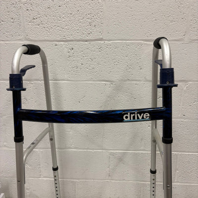 Drive Medical Trigger Release Folding Walker, Brushed Steel, 2 Wheels, 10226-1