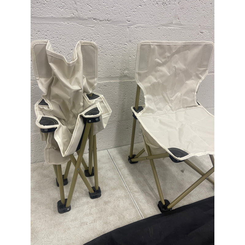 Set of 2- 21" Collapsible Kids Folding Chair 13" x 12" Seat w Carrying Case Tan