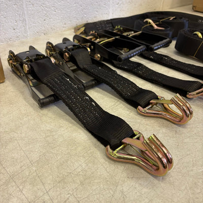 4 Pcs Auto Tie-Down Webbing Strap Belt Double J-Shaped Hook Belt Clip 4 Rings