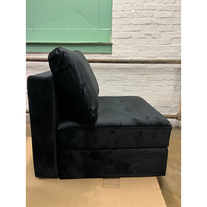 26 x 26 x 17" Chair with Storage, Seat/Ottoman Velvet Soft, Living Room - Black