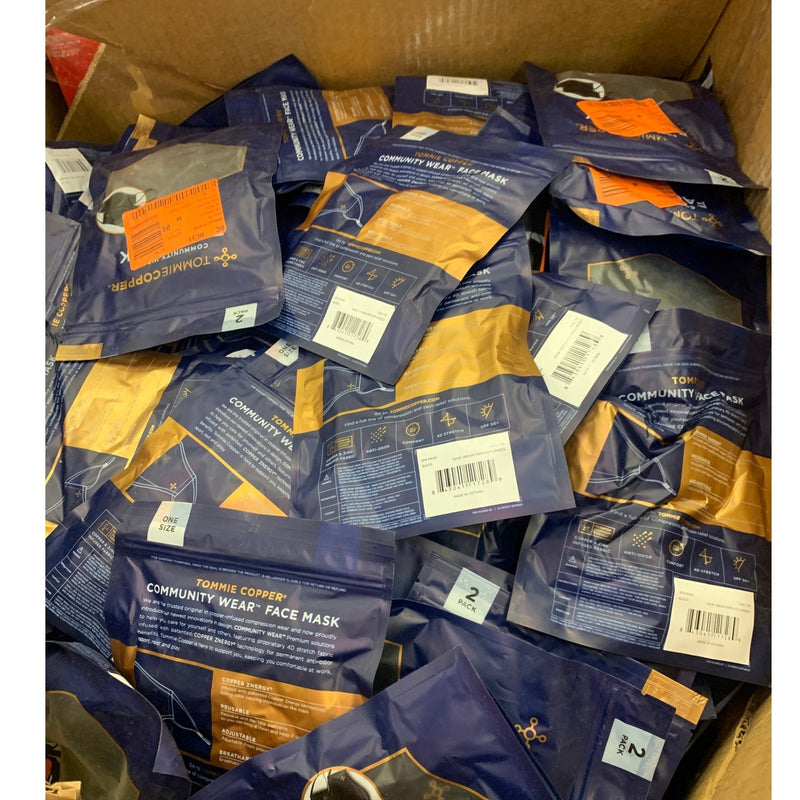 100-PACKS-OF-2 Tommie Copper 2-Pack Community Wear Face Masks, Black, 200 Total