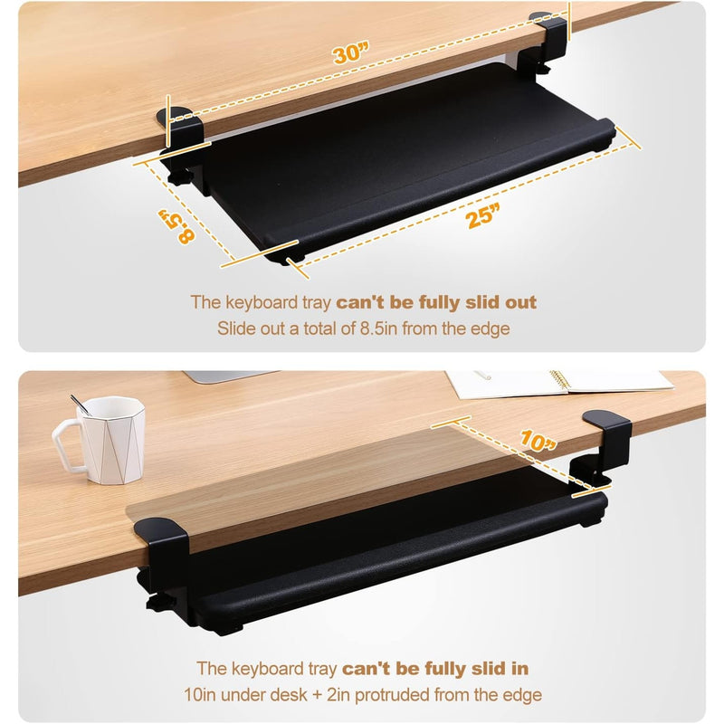 FlexiSpot Retractable Keyboard Tray Under Desk Slide-Out 25" x 12" KT2B