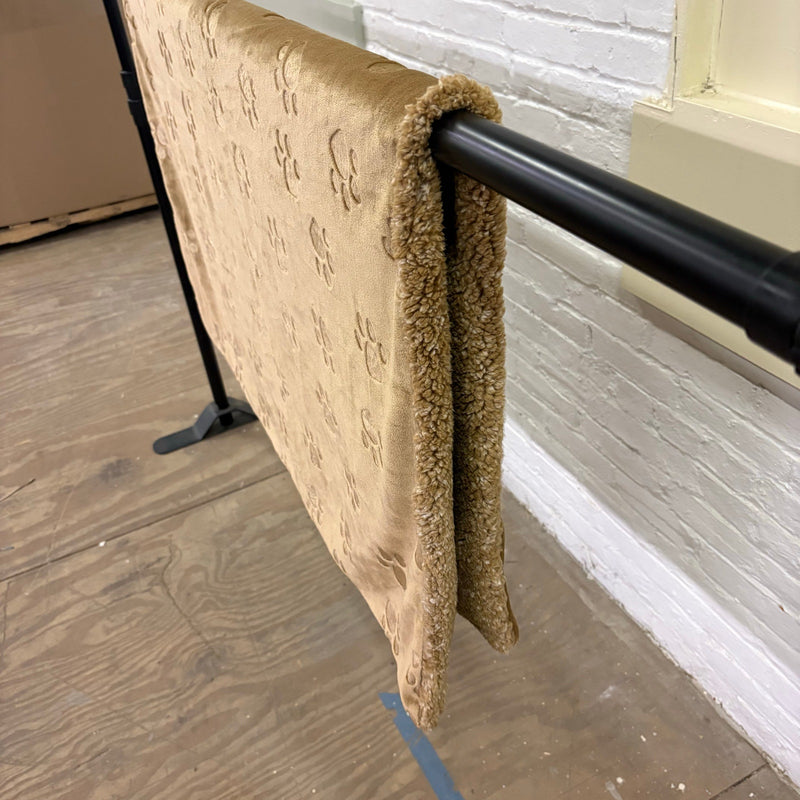 Ugg Dog Blanket 40" x 50" Paw Print Design, Dual Sided Fluffy & Soft Side - Tan