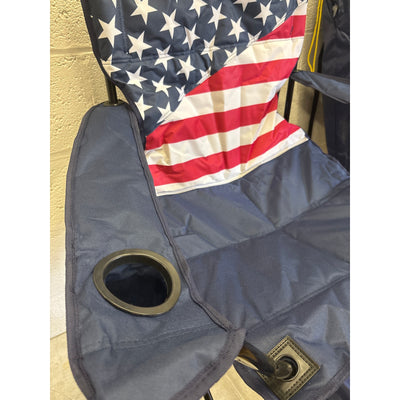 2-Pack Folding Camping Chairs Padded Lawn Chair 350-lbs American Flag Pattern