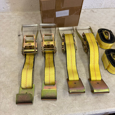 Waltyotur 4-Pcs Auto Lanyard Clip Ratchet Straps 2x96 Classic Yellow 3300 LB CAP