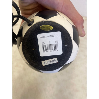 16" Soccer Ball Lamp Base with White Shade, Corded Electric. SEE DETAILS