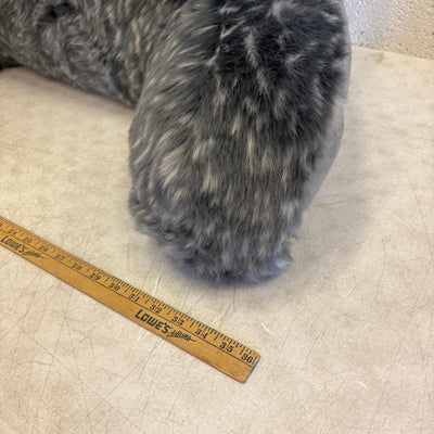 Faux Fur Plush Backrest Pillow, 35"W x 20"H, Reading Pillow Soft - Gray w Spots