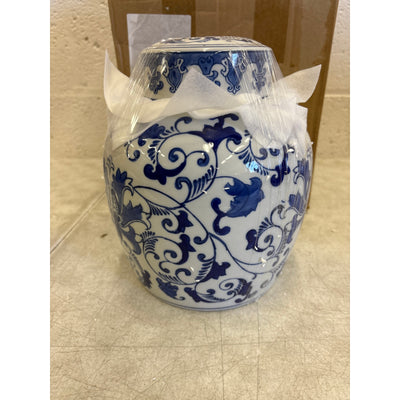 XINGYAN Exquisite Handmade Round Blue/White Porcelain Jar w Lid, Kitchen Storage
