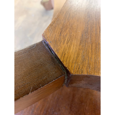 Eclectic Inlaid Mahogany Side Table w Wheels, ca. 1900s SEE DETAILS