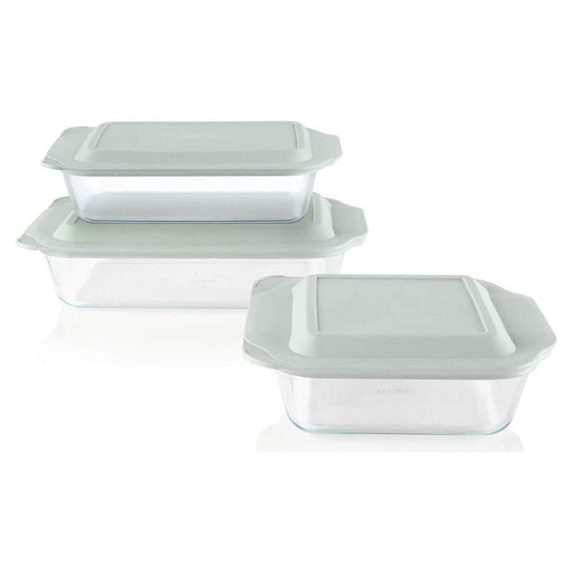 3-Pack Pyrex Deep Glass Baking Dish Set 9"x13", 7"x11", 8"x8" BPA-Free Lids