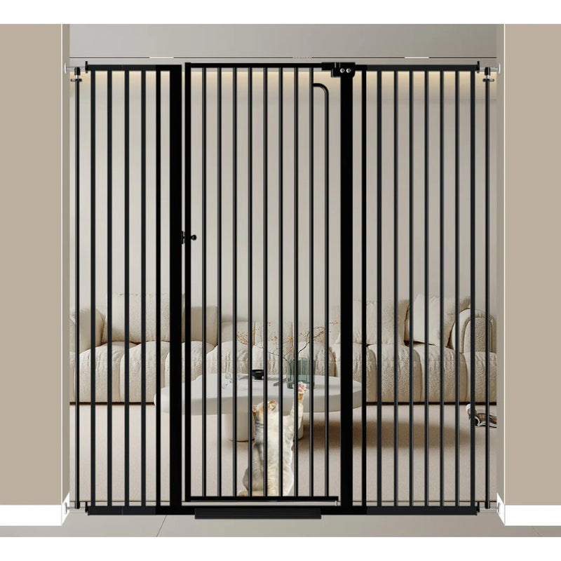 TheyFirst 57" Extra Tall Pet Gate for Doorways, 52.7"-57.4" Auto Close - Black